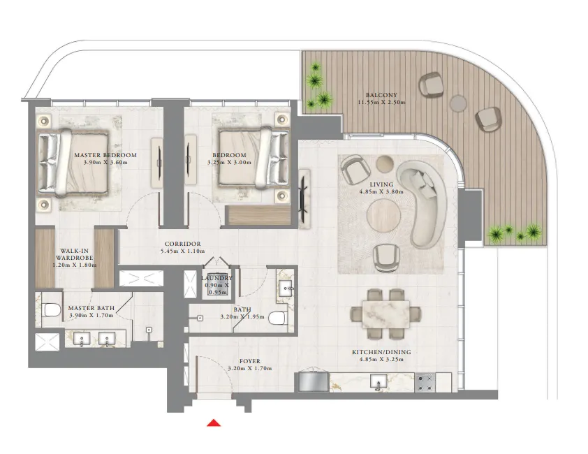 2 bedroom Apartments floor plan at Seapoint