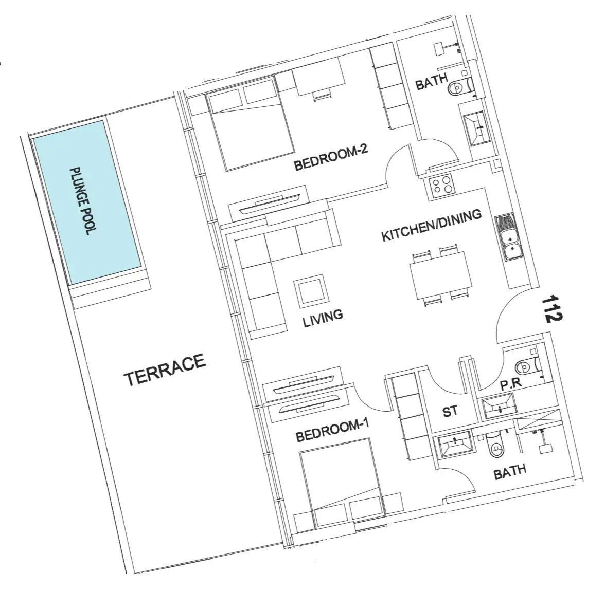 2 bedroom Apartments floor plan at Villa Del Garda