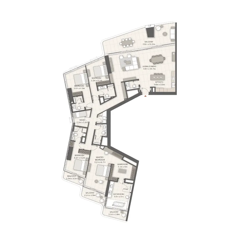 4 bedroom Apartments floor plan at LIV Lux