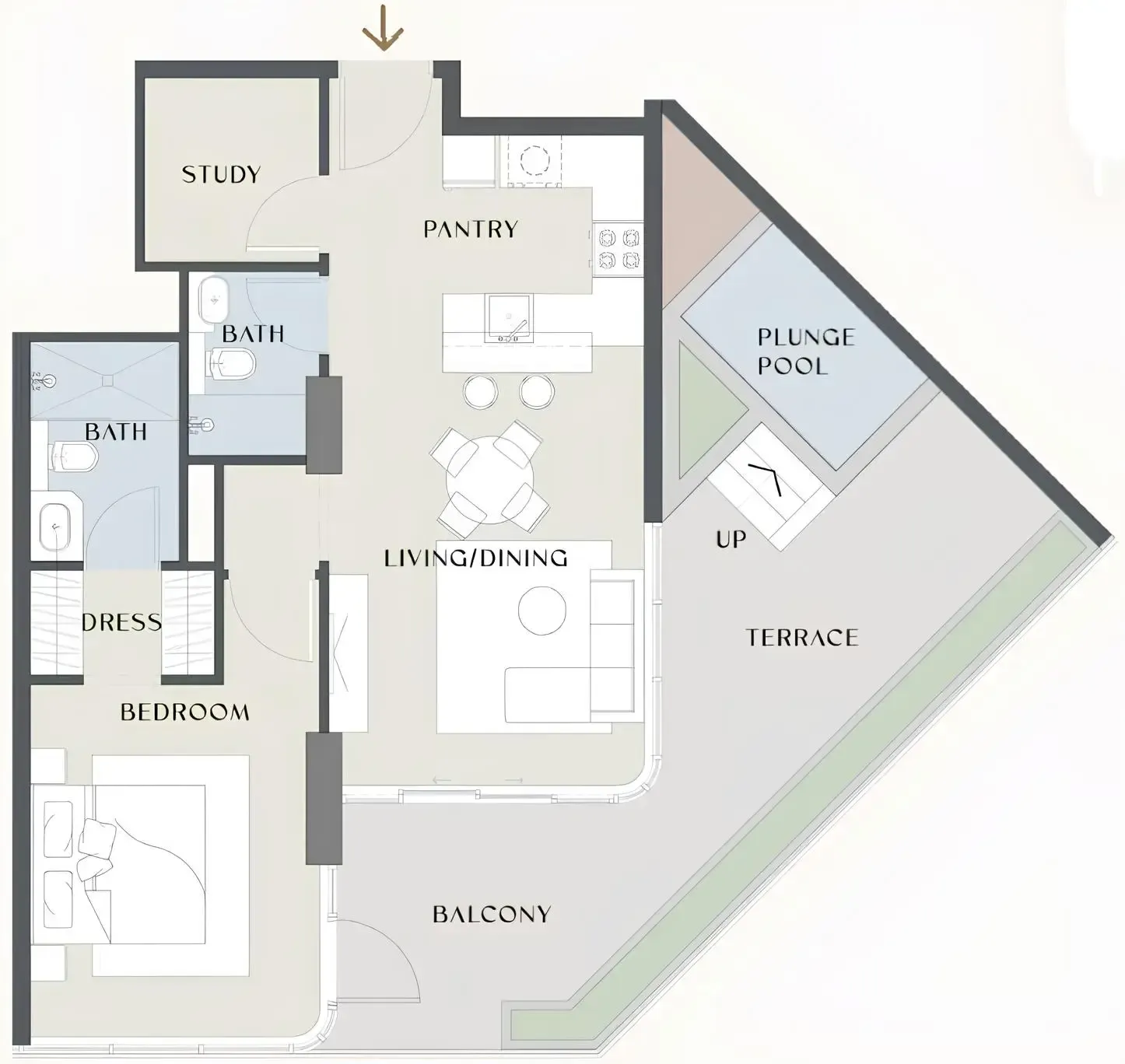 1.5 bedroom Apartments floor plan at Chelsea Gardens