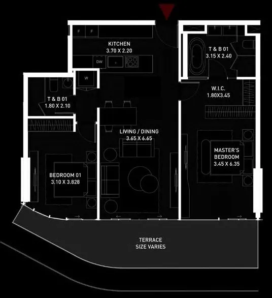 2 bedroom Apartments floor plan at Brabus Island
