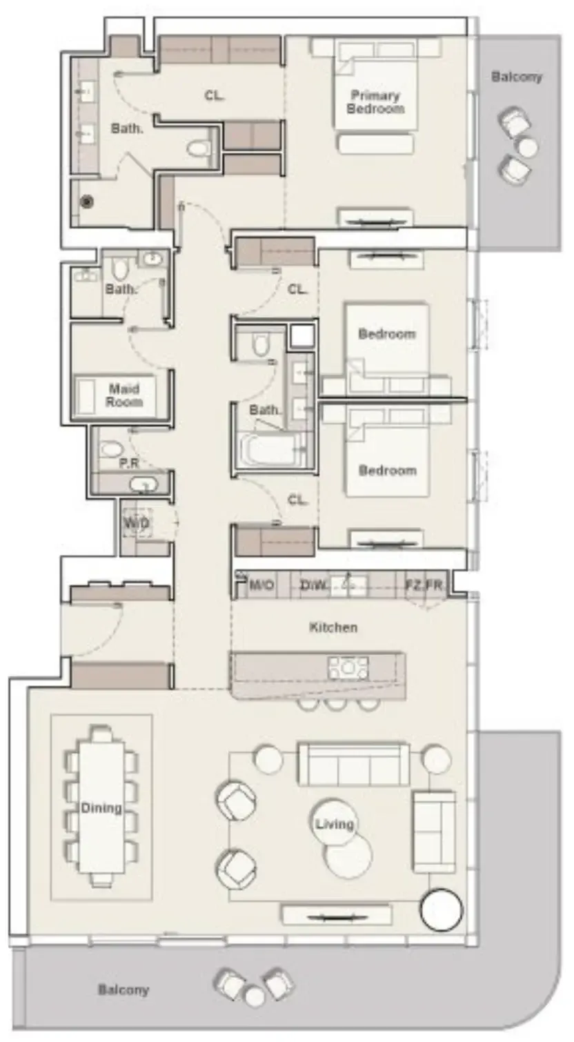 3 bedroom Apartments floor plan at The Meriva Collection