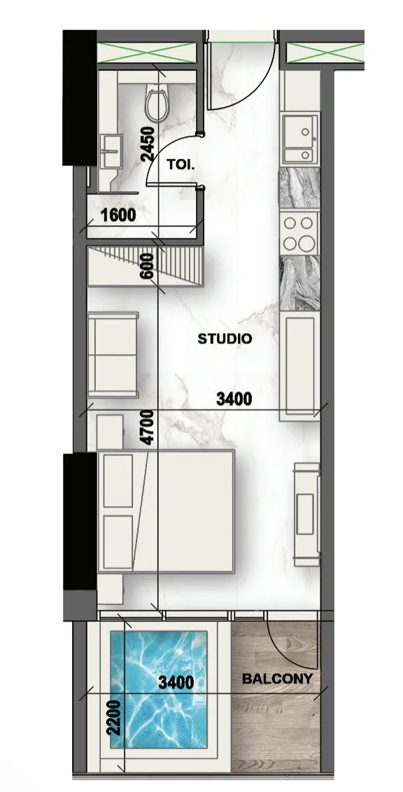 0 bedroom Apartments floor plan at Peace Lagoons 2