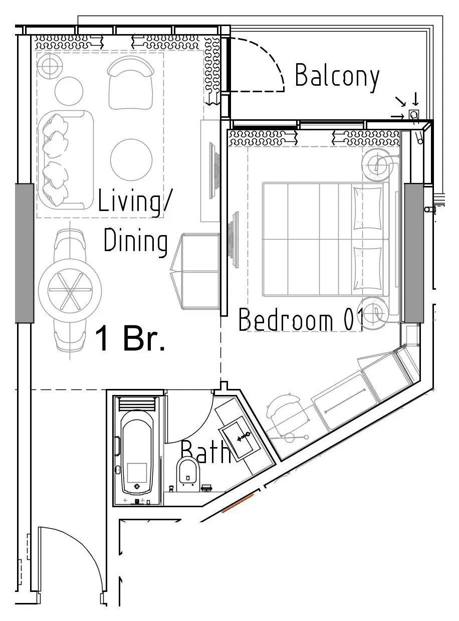 1 bedroom Apartments floor plan at Damac Hills 2 - Hotel Edge by Rotana