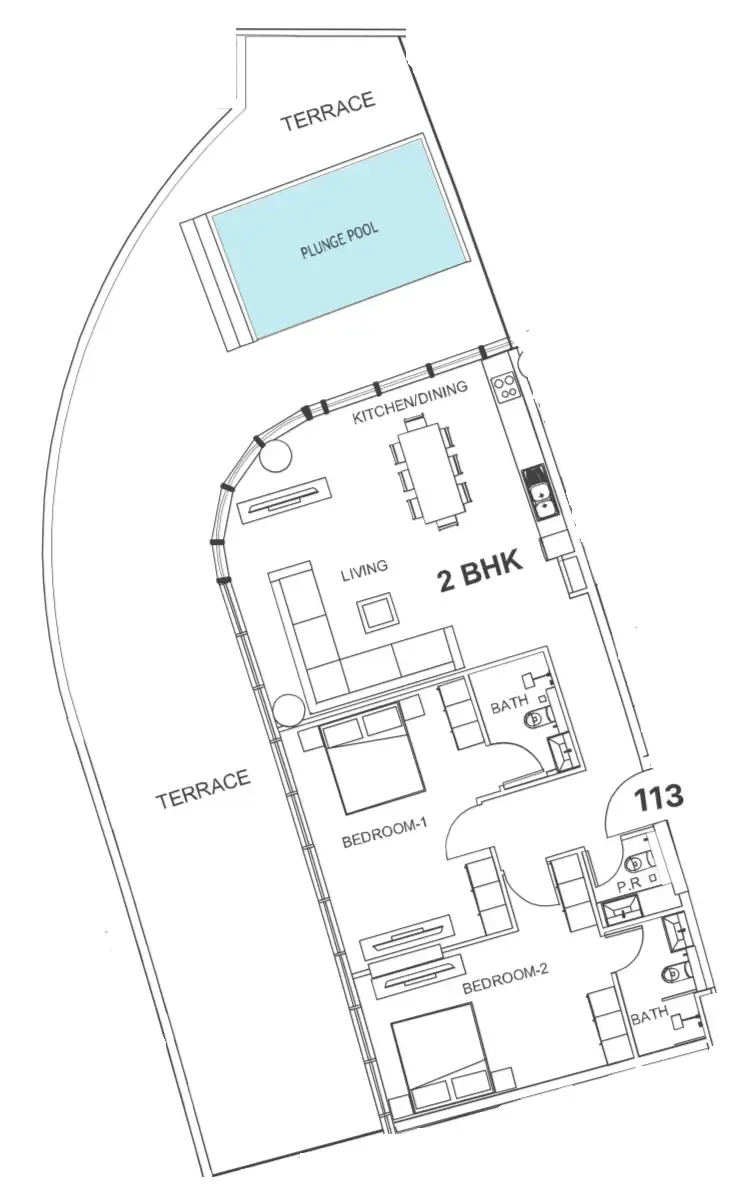 2 bedroom Apartments floor plan at Villa Del Garda