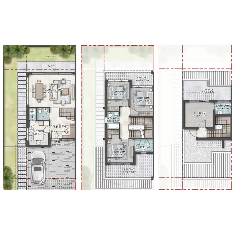 4 bedroom Townhouse floor plan at Damac Violet