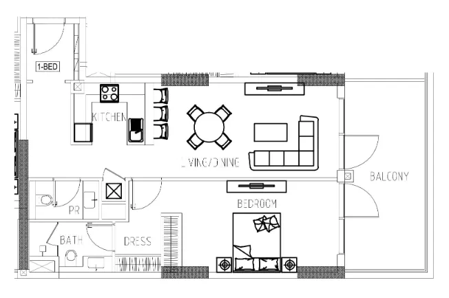 1 bedroom Apartments floor plan at Damac Riverside Views
