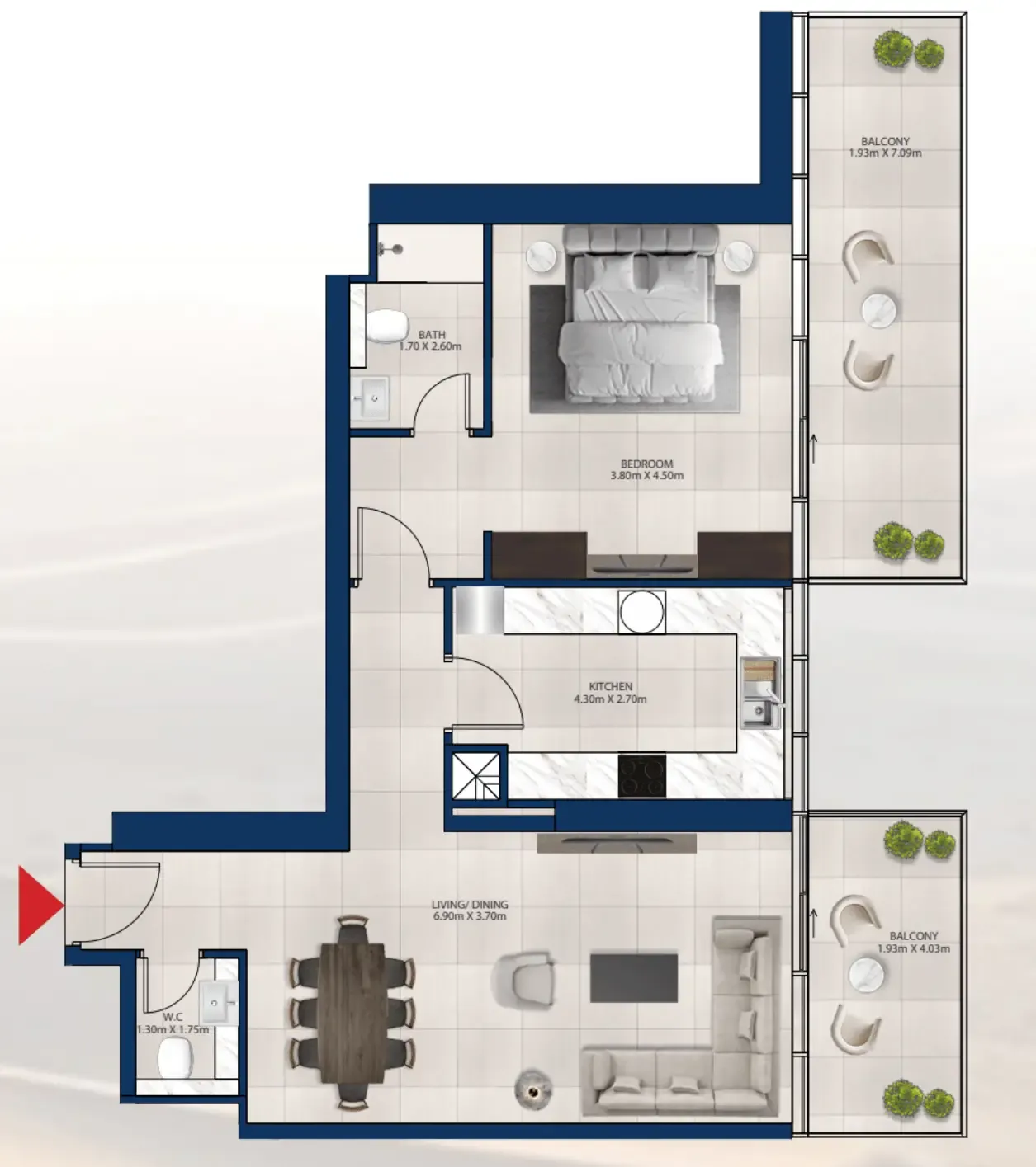1 bedroom Apartments floor plan at Al Vista