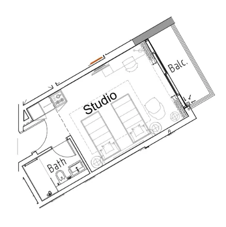 0 bedroom Apartments floor plan at Damac Hills 2 - Hotel Edge by Rotana