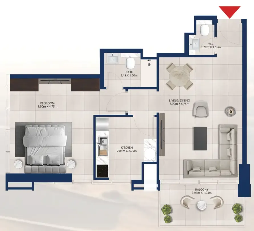 1 bedroom Apartments floor plan at Al Vista