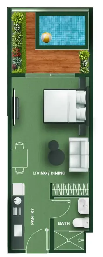 0 bedroom Apartments floor plan at Vincitore Aqua Flora