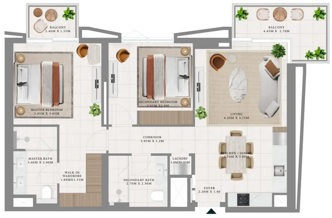 2 bedroom Apartments floor plan at Hillsedge
