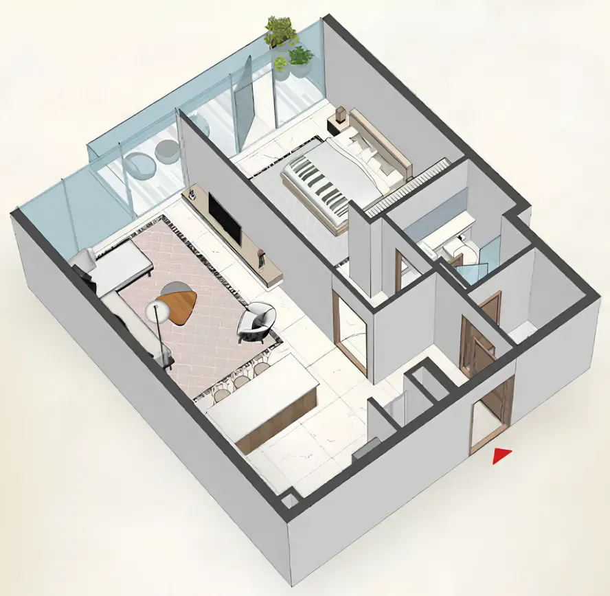 1 bedroom Apartments floor plan at Comfort by Roof