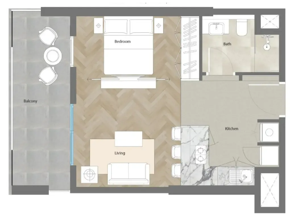 0 bedroom Apartments floor plan at Al Mahra Residence