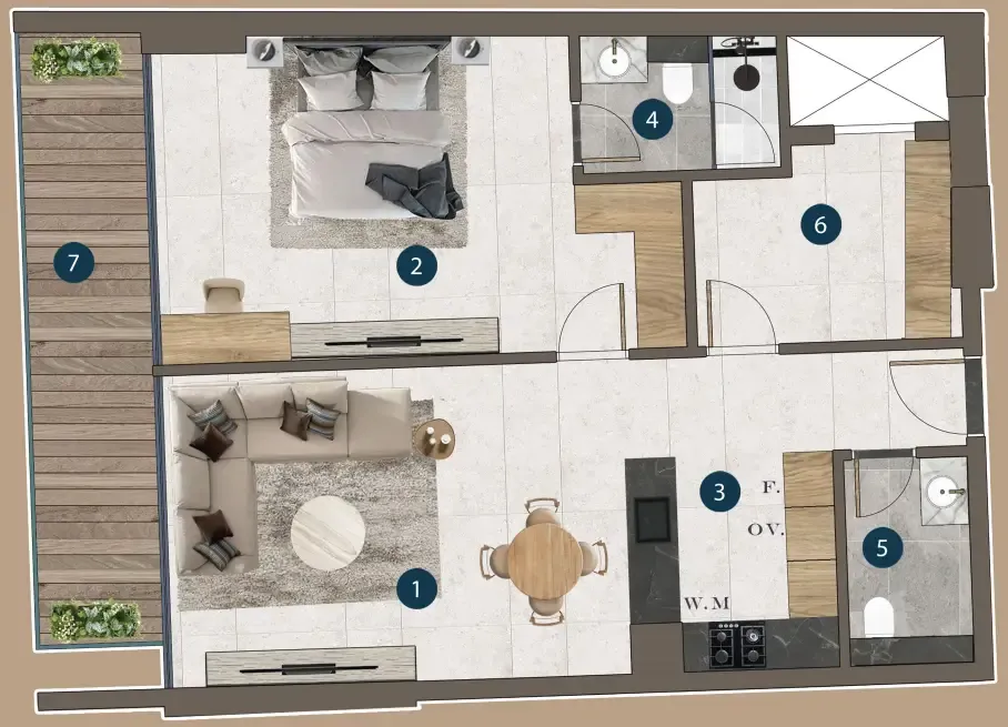 1.5 bedroom Apartments floor plan at Mi Casa