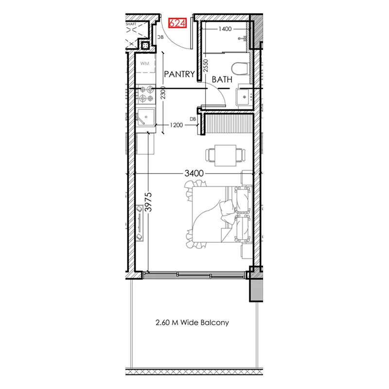 0 bedroom Apartments floor plan at Al Haseen Residences 5