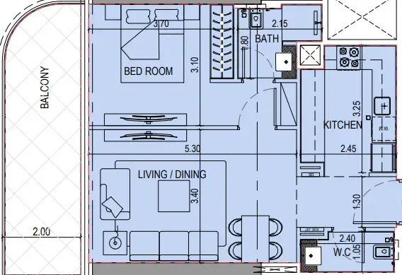 1 bedroom Apartments floor plan at Binghatti Sky Terraces