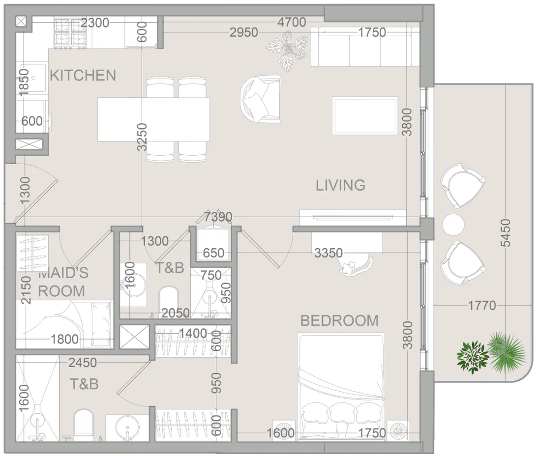 1.5 bedroom Apartments floor plan at TETR1S Tower