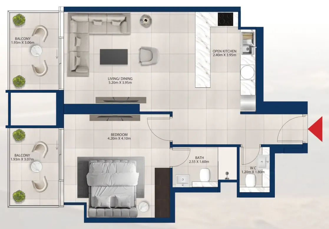 1 bedroom Apartments floor plan at Al Vista