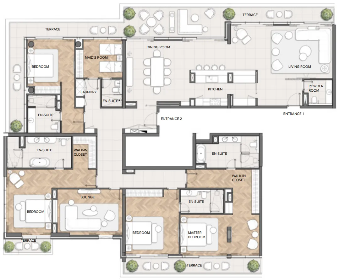 4 bedroom Penthouse floor plan at Residences Du Port Autograph Collection