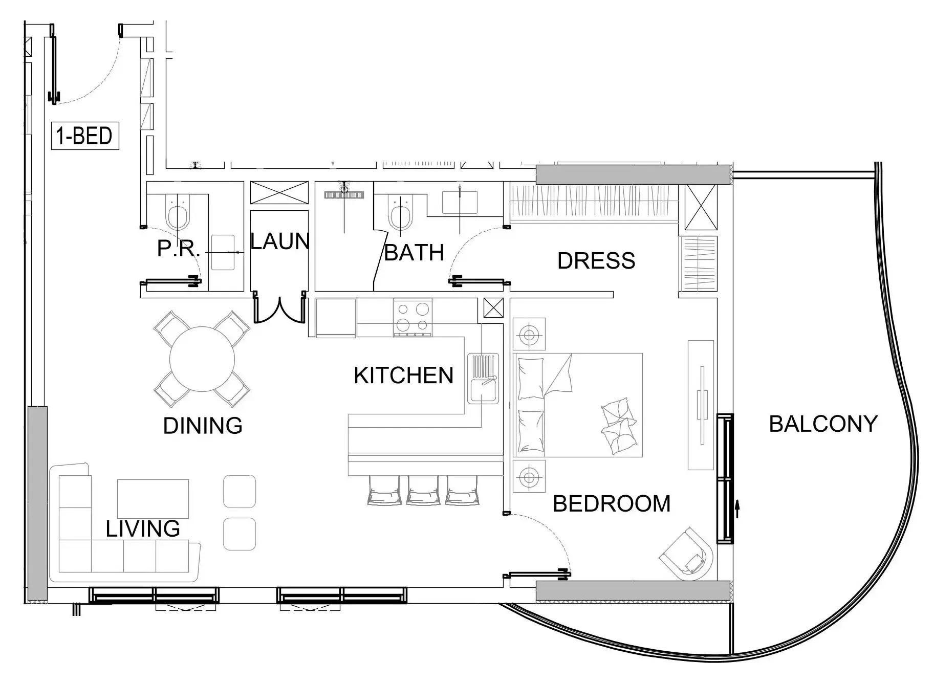 1 bedroom Apartments floor plan at Valencia