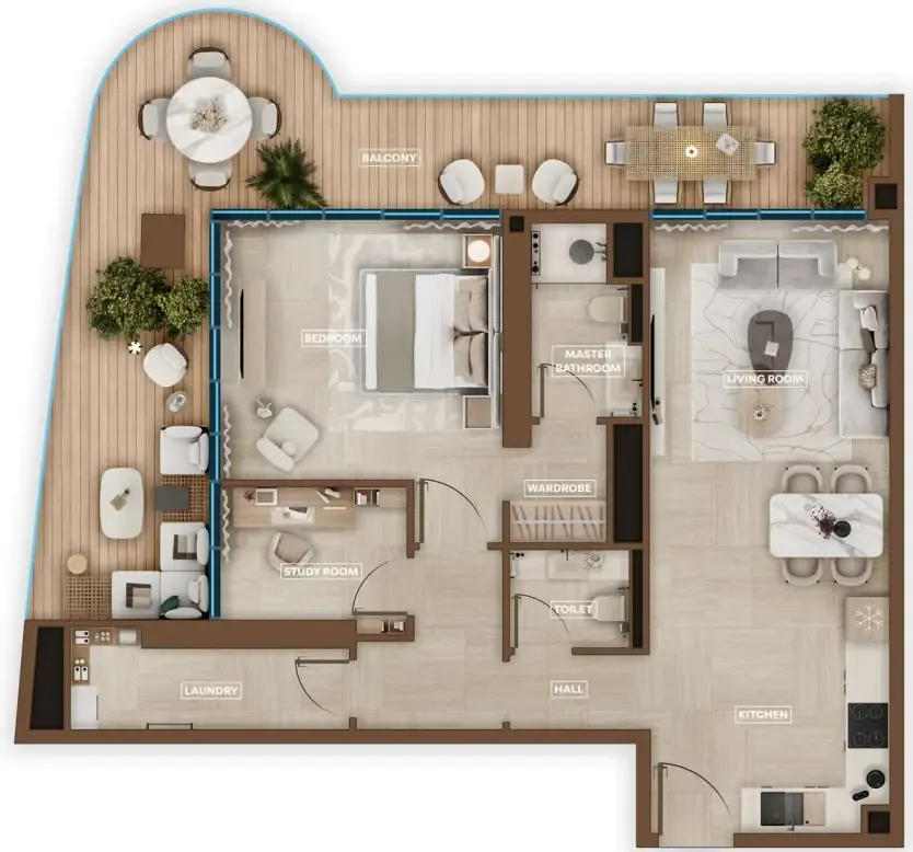 1.5 bedroom Apartments floor plan at Sky Hills Astra