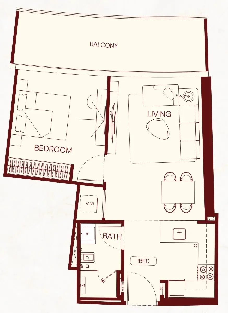 1 bedroom Apartments floor plan at Binghatti Skyflame