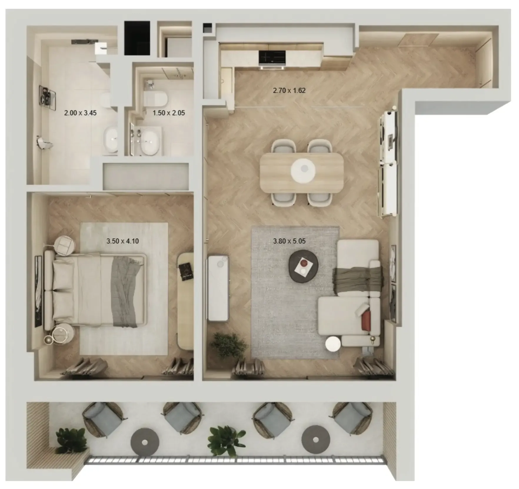 1 bedroom Apartments floor plan at Arisha Terraces
