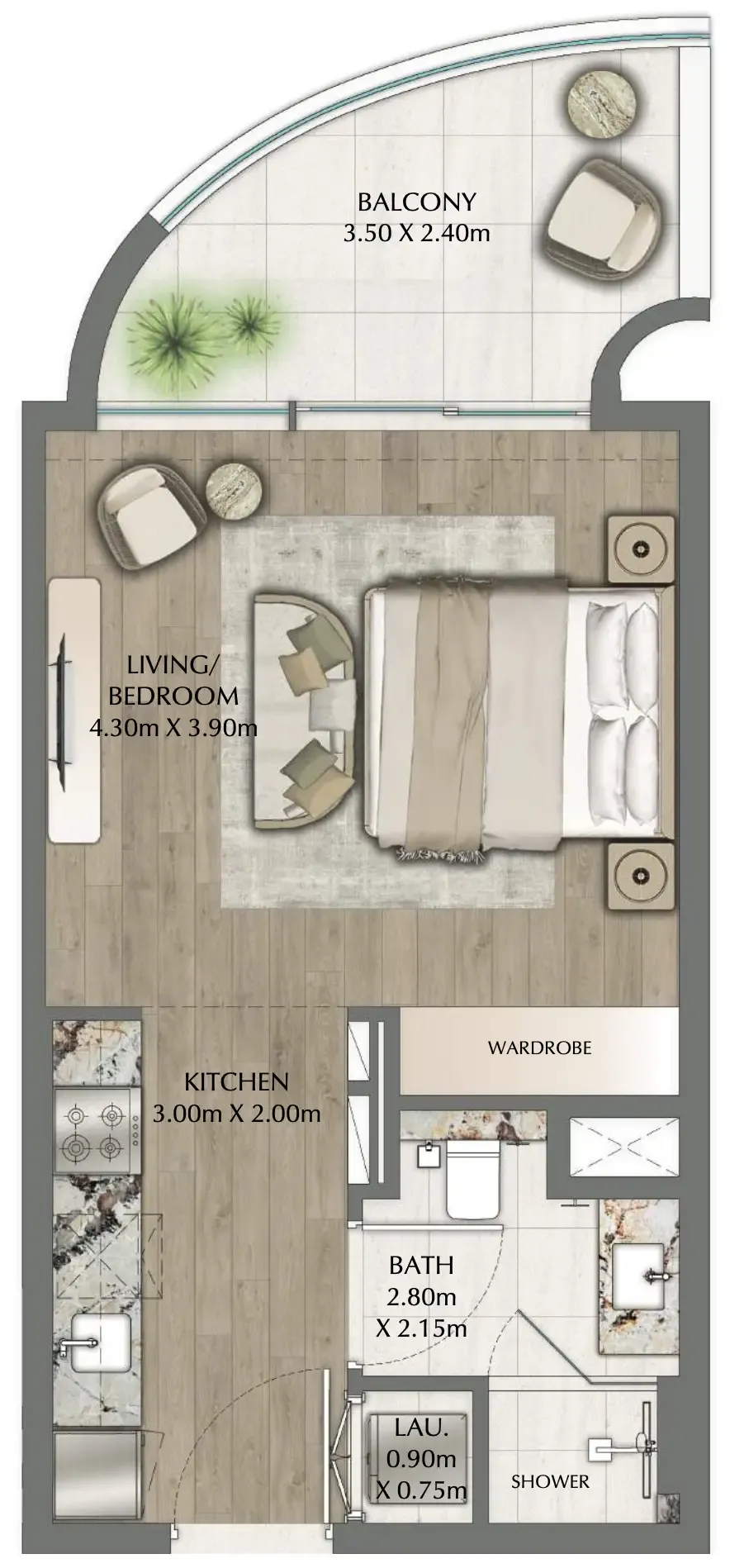 0 bedroom Apartments floor plan at One Residence