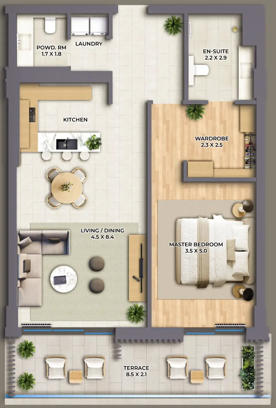 1 bedroom Apartments floor plan at The Cape