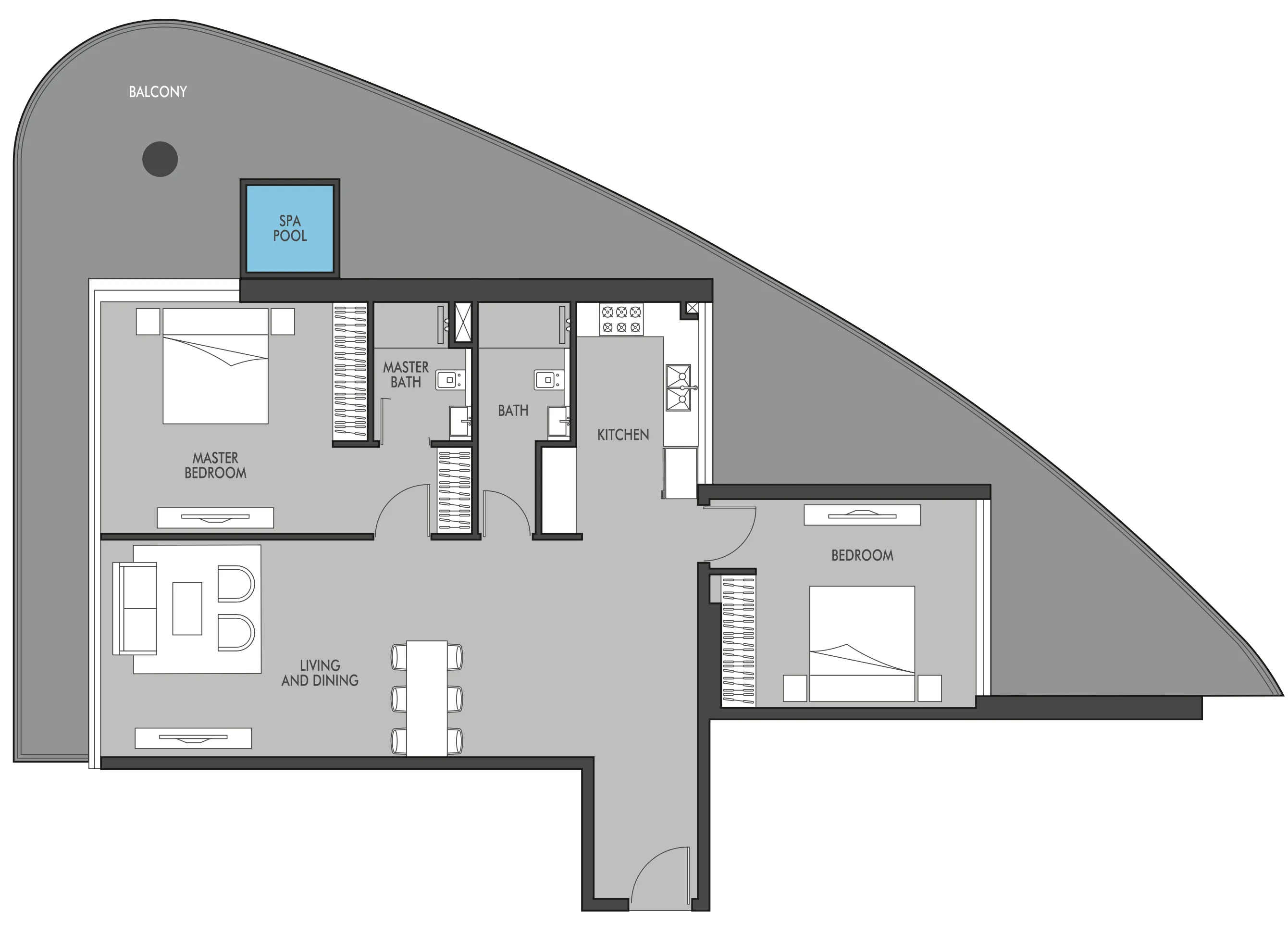 2 bedroom Apartments floor plan at Golf Place