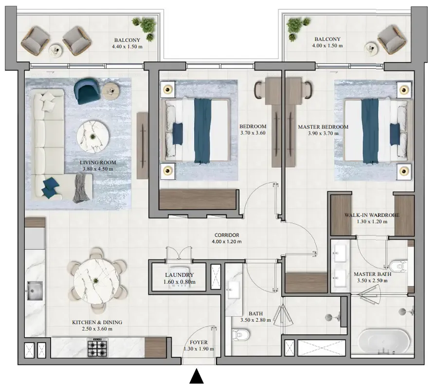 2 bedroom Apartments floor plan at Grove Ridge