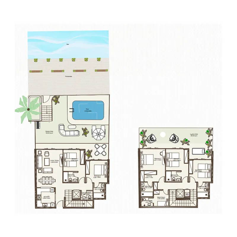 5 bedroom Duplex floor plan at Bab Al Qasr Sea View Residence 51