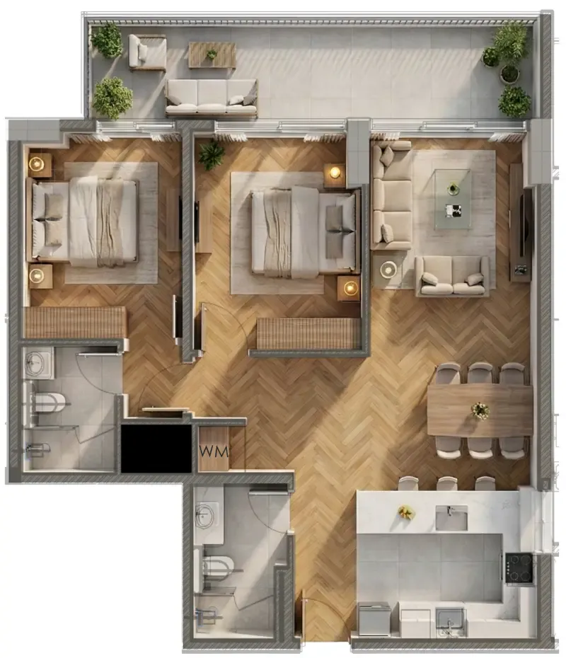 2 bedroom Apartments floor plan at Armas By Zenith