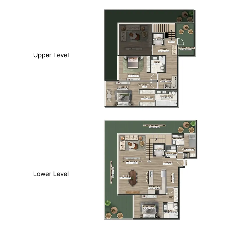 3 bedroom Duplex floor plan at Firoza