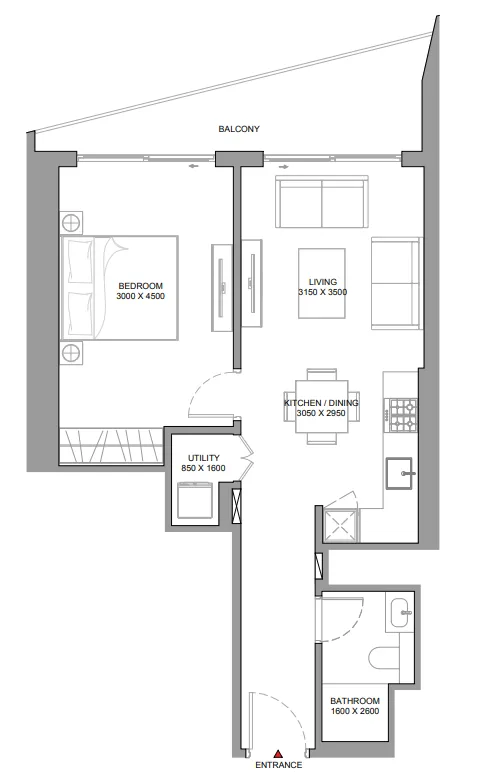 1 bedroom Apartments floor plan at The Serene at Sobha Central