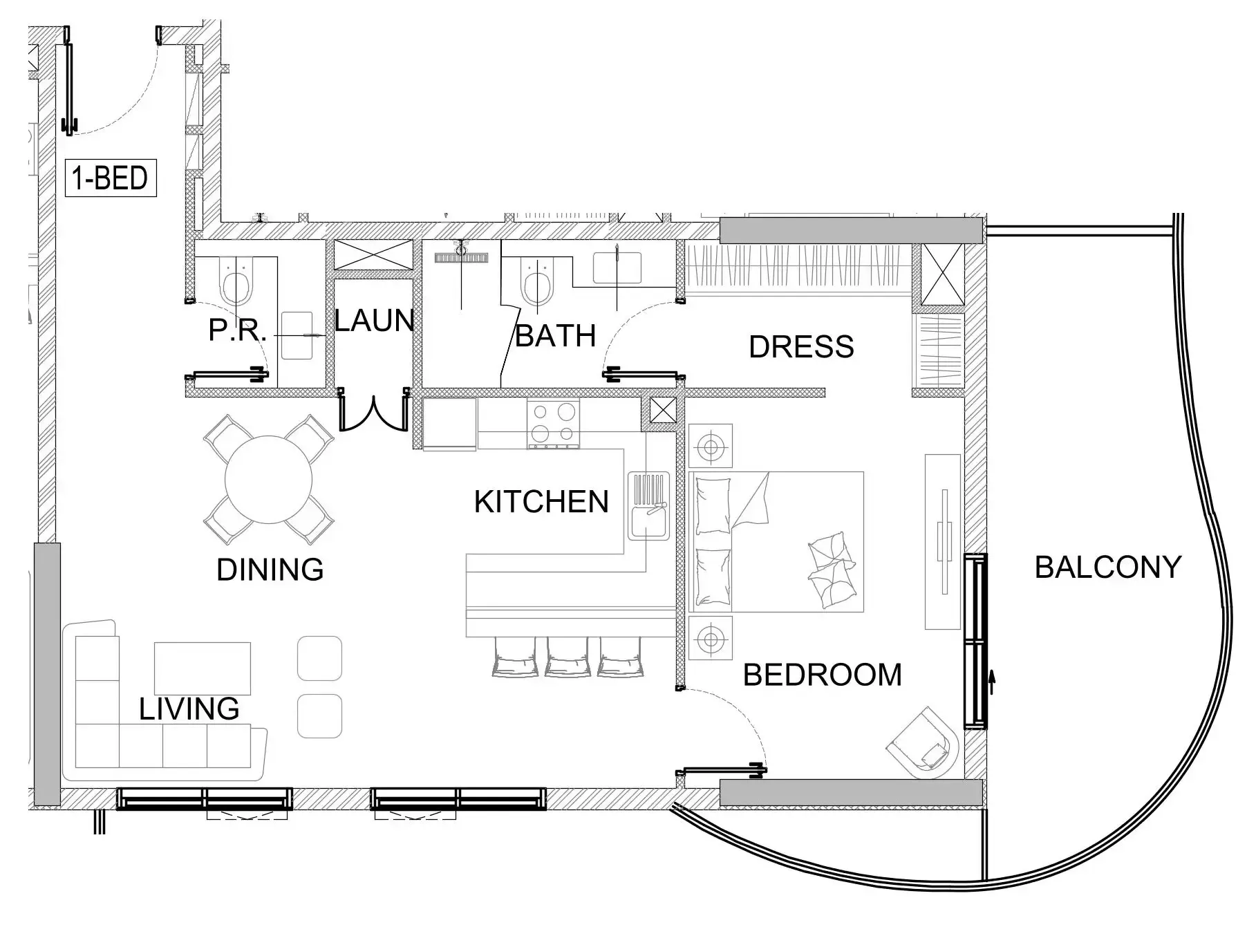 1 bedroom Apartments floor plan at Valencia