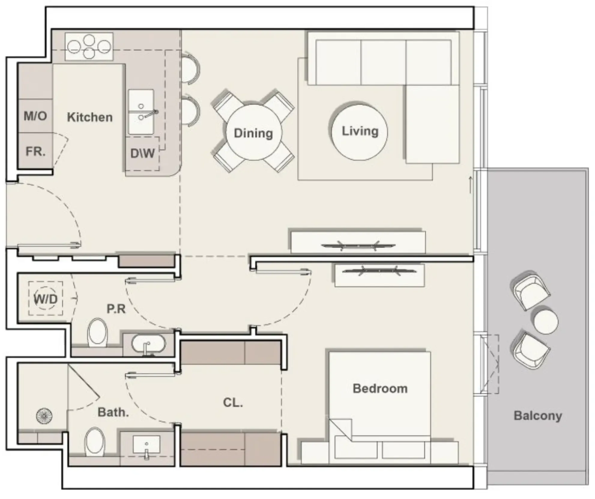 1 bedroom Apartments floor plan at The Meriva Collection