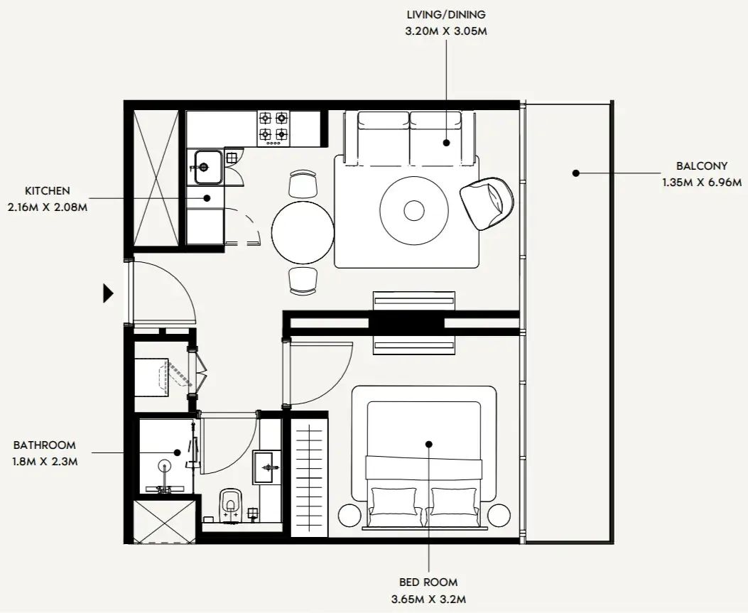1 bedroom Apartments floor plan at Creek Views 4