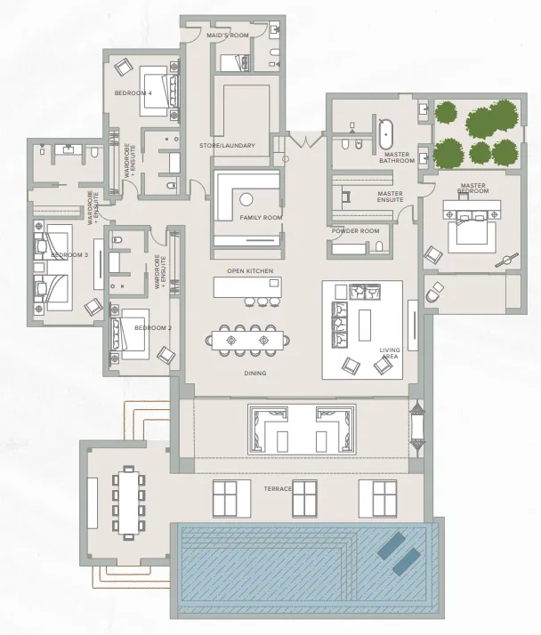 4 bedroom Villa floor plan at The Ritz Carlton Al Wadi Desert Resort