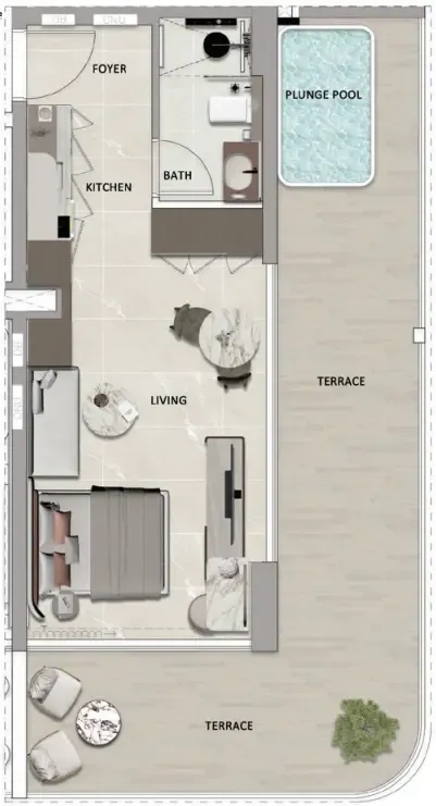1 bedroom Apartments floor plan at South Lofts
