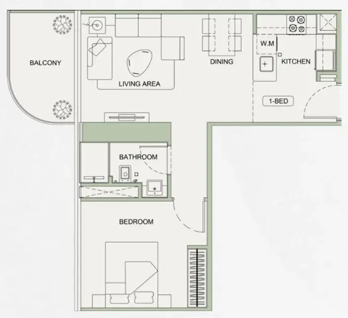 1 bedroom Apartments floor plan at Binghatti Sky Terraces