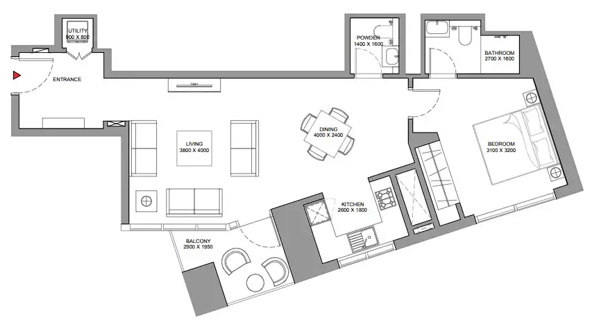 1 bedroom Apartments floor plan at Skyscape