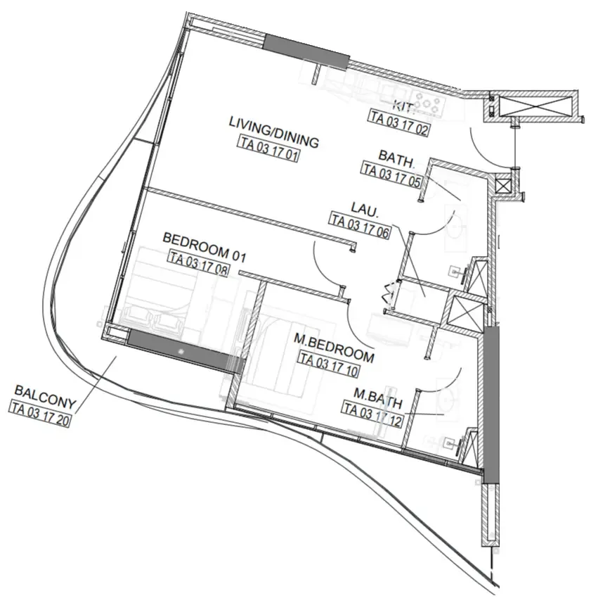 2 bedroom Apartments floor plan at Laguna Residence