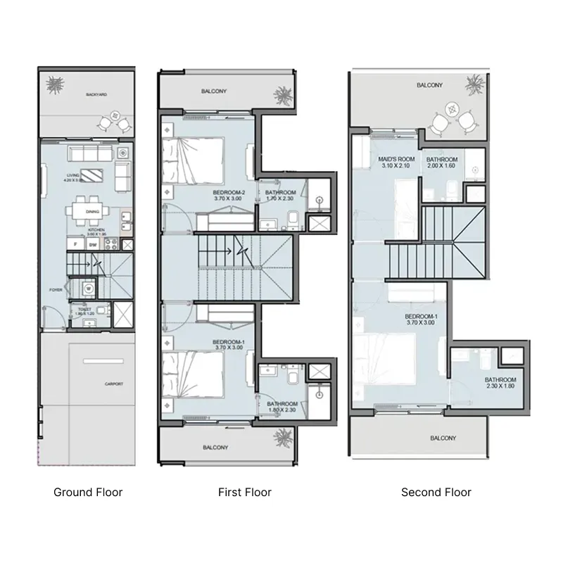 3 bedroom Townhouse floor plan at Taormina Village