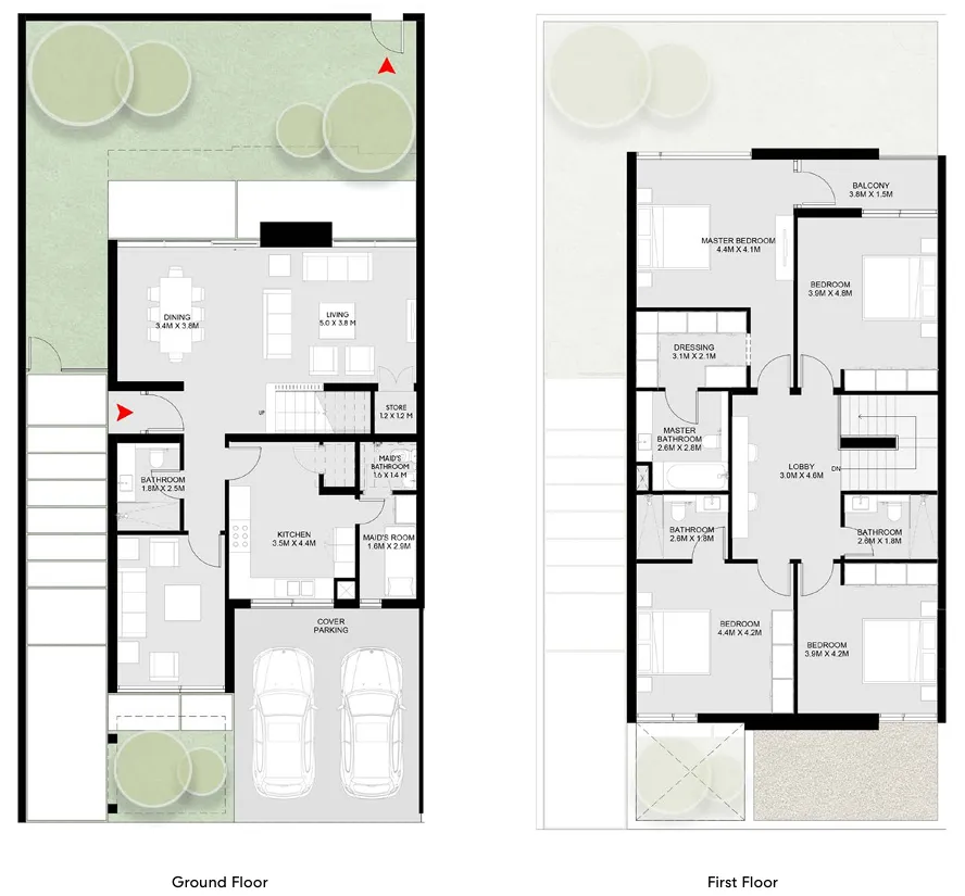 4 bedroom townhouse floor plan at Masaar 3 Dalia