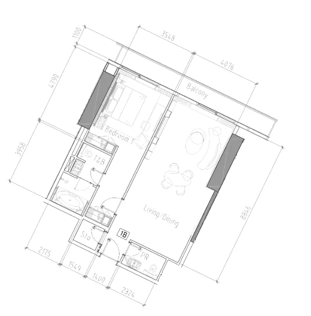 1 bedroom Apartments floor plan at Paramount Tower Hotel And Residences