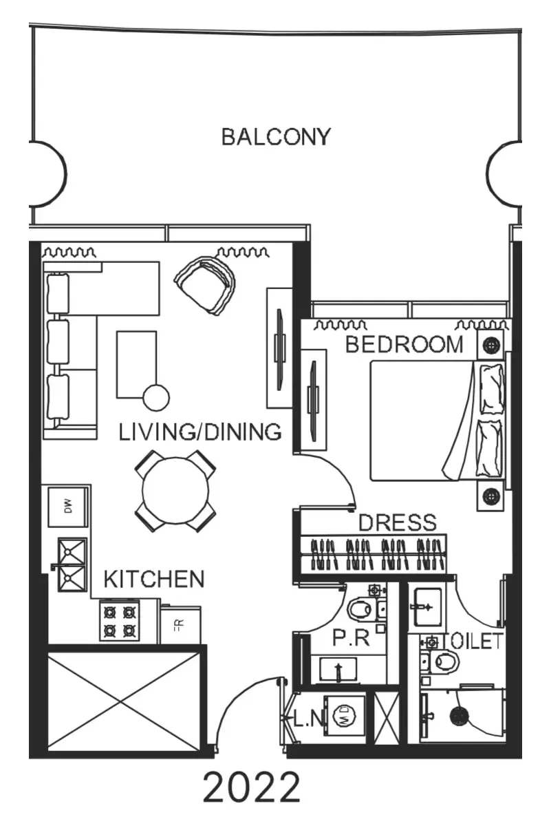 1 bedroom Apartments floor plan at The WOW Tower