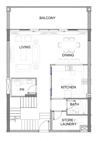 2 bedroom Townhouse floor plan at Golf Greens