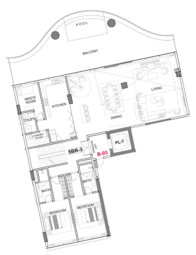 3 bedroom Apartments floor plan at Cavalli Couture